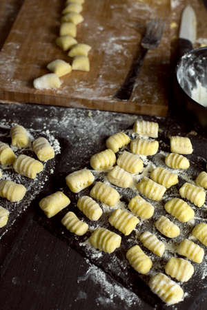 Process of gnocchi making.の写真素材