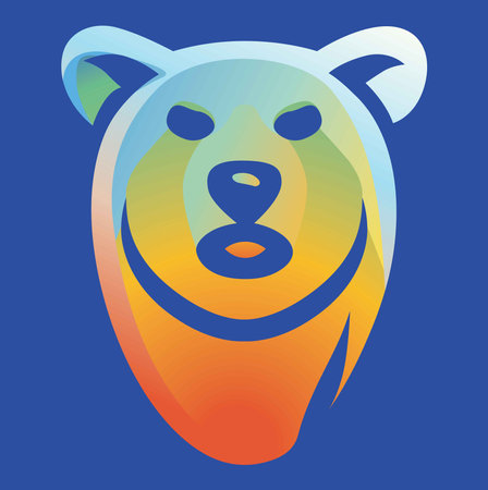 Bear Mascot Logo, Bear Animal vector design, Bear animal Logo Design, Bear Minimal logo, Branding, Creative logo designs, vector illustration, Sports Bear Vector, Gradient, Iconのイラスト素材