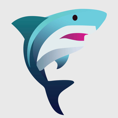 Shark Mascot Logo, Shark vector design, Shark Fish Logo Design, Shark Minimal logo, Branding, Creative logo designs, vector illustration, Sports Shark Vector Icon, Gradient logoのイラスト素材