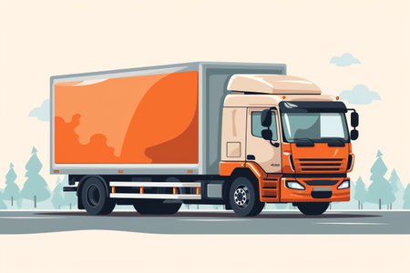 Ice Cream Truck Serving Smiles: A Summertime Delight  Vector Scene Nostalgic Tribute: Vintage Freightliner Truck Vector Homageの素材
