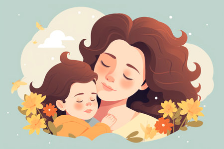 Maternal Melodies in Every Stroke Illustrated Portraits of Loveの素材