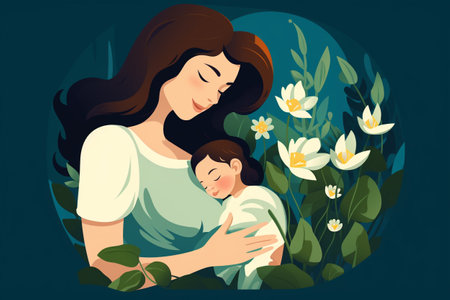 Mom s Love in Vibrant Portraits Illustrated Devotion Through Artistic Expressionの素材