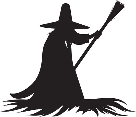 Broomstick Bliss on Halloween Nightのイラスト素材