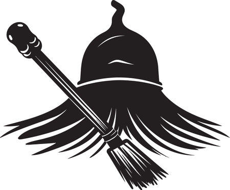 Sweeping Up Spooky Fun on Halloweenのイラスト素材