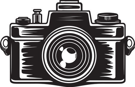 Classic Film Camera Icon in Meticulous Silhouetteのイラスト素材