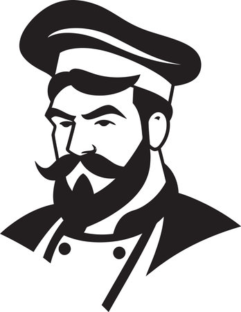 Cooking with Style: A Timeless Black and White Chef Vectorのイラスト素材