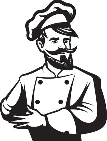 Whisking Up History: Black and White Culinary Vector Artのイラスト素材