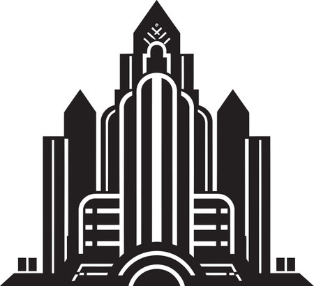 City of Lights and Shadows Black Vector Urban Landscape Dark Metropolis Intricate Building Vector Silhouettesのイラスト素材