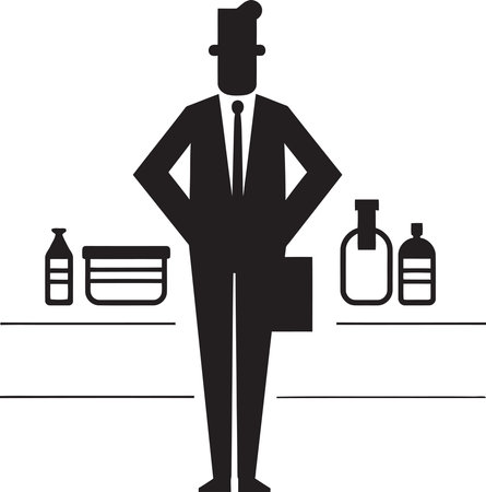 Pharmacy Profession in Graphic Detail Dispensing Care Pharmacist Vectorのイラスト素材