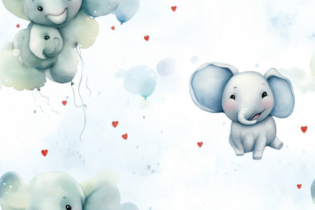 Watercolor Wonder Elephant and Floral Fusionの素材