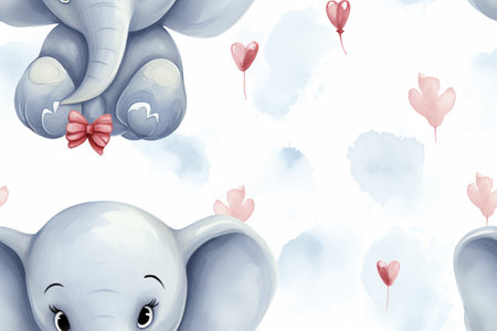 Botanical Bliss Watercolor Elephant Patternsの素材