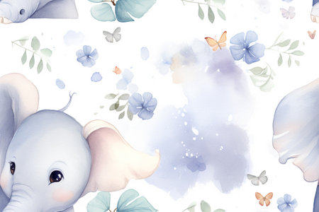 Emerald Elegance Watercolor Elephant Blissの素材