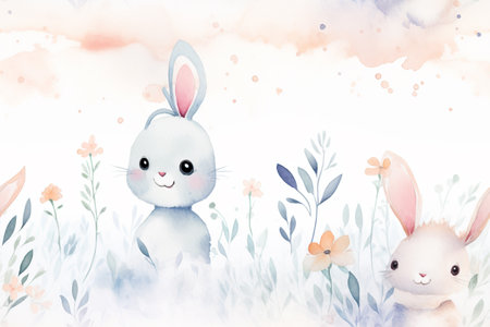 Natures Harmony Bunny and Watercolorsの素材