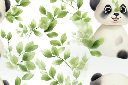 Watercolor Elegance Panda and Floral Fusionの素材