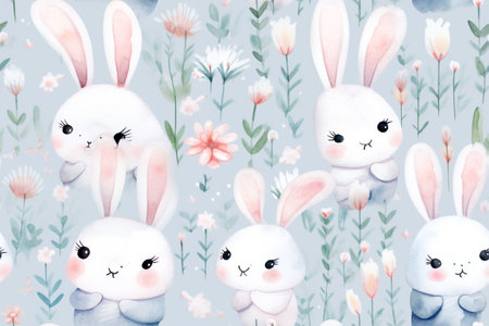 Muted Elegance Floral Rabbit Designの素材