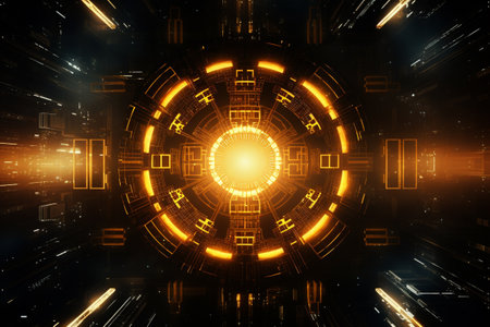 3D rendering of abstract technology concept background. Hi-tech communication conceptの素材