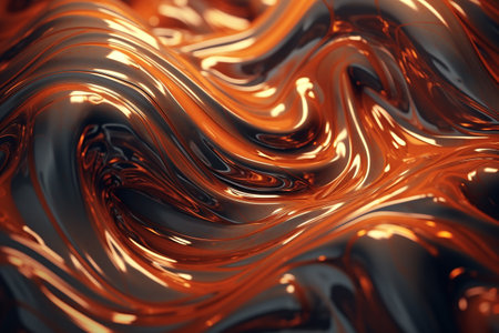 3d render of abstract metallic background with orange and black paint.の素材