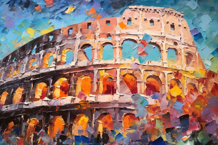 Colosseum, Rome, Italy, oil painting on canvasの素材