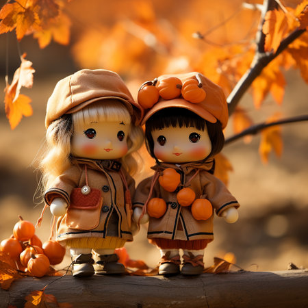 Orange leaves in an orchard in autumn Chinese landscaの素材