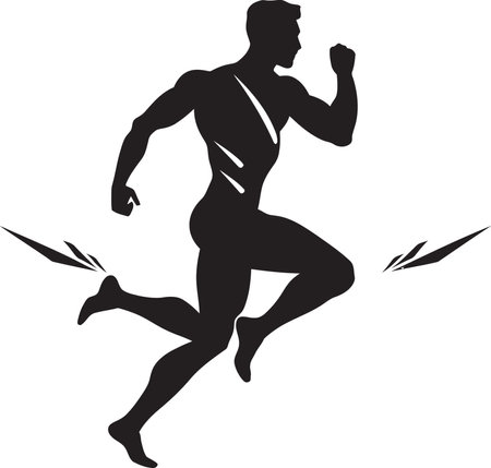 Striking Black Vector Illustration of an Athleteのイラスト素材
