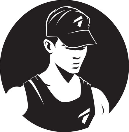 Athlete Silhouette in Striking Black Vectorのイラスト素材
