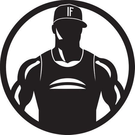 Vigorous Athlete Silhouette in Blackのイラスト素材