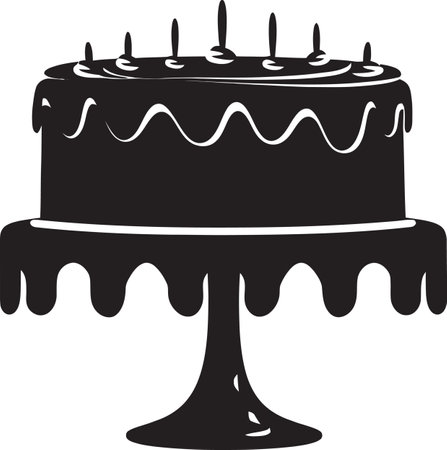 Ink Dipped Dreams Vector Cake ExhibitionShadowed Noir Black Cake Display