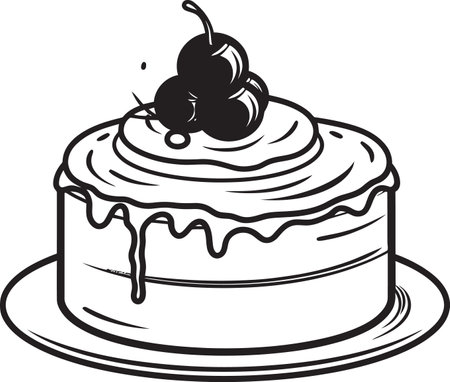 Vectorized Refined Black Cake ArtSleek Vector Delight Black Cake Edition