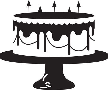 Velvet Noir Dreams Vector Cake ShowcaseSmokey Indulgence Black Cake Exhibitionのイラスト素材