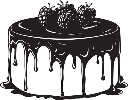 Midnight Muse Black Cake in Vector HarmonyGraphite Grace Vector Cake Eleganceのイラスト素材