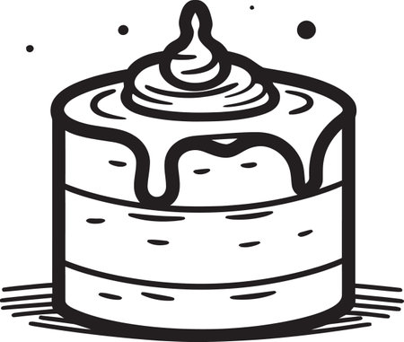 Vectorized Black Cake Art Modern BeautyBlack Cake Vector Silhouette Elegant Designのイラスト素材