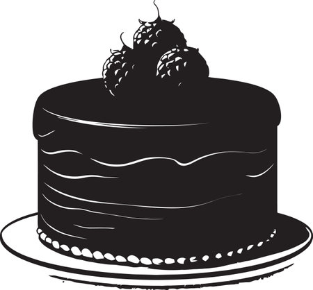 Silhouette Serenade Black Cake Vector ArtInk Noir Dreams Vector Cake Eleganceのイラスト素材