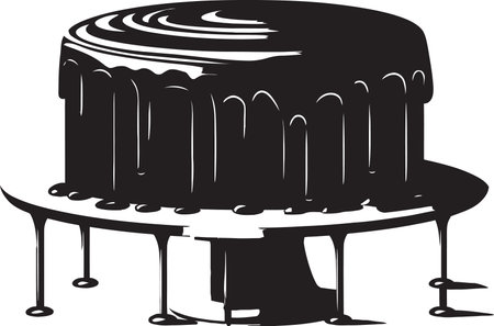 Ethereal Noir Black Cake in Vector BlissDarkened Delight Vector Cake Eleganceのイラスト素材