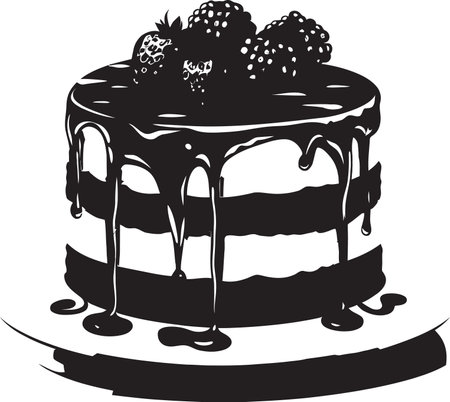 Nocturnal Velvet Black Cake in Vector BlissGraphical Gala Vector Cake Elegance