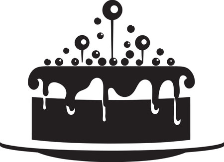 Shadowed Whispers Vector Cake Noir EditionMonochromatic Serenity Black Cake Vector Artistryのイラスト素材