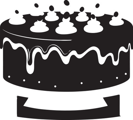 Ethereal Noir Delight Vector Cake ArtistryGraphical Opulence Black Cake Vector Designのイラスト素材