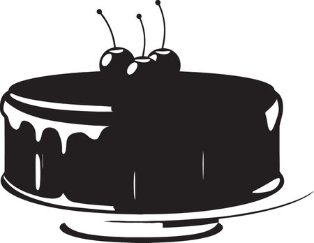Smokey Indulgence Vector Cake in Noir ShadesSilhouetted Charms Black Cake Vector Composition