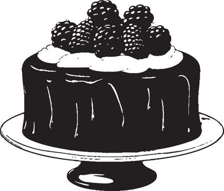 Ink Noir Dreams Vector Cake EleganceMidnight Muse Black Cake in Vector Harmony