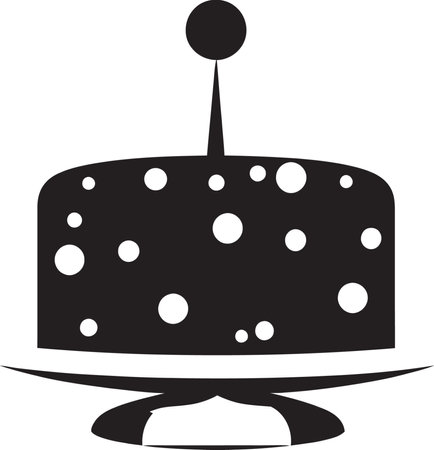 Charcoal Noir Whimsy Vector Cake in NoirMidnight Essence Black Cake Vector in Noirのイラスト素材