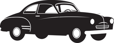 Nocturnal Inked Dynamics Vector Car in BlackStealthy Midnight Motion Black Car Illustrationのイラスト素材