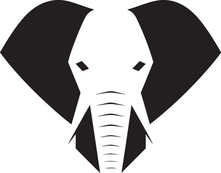 Refined Black Elephant Vector ArtStylish Monochrome Elephant Portraitのイラスト素材