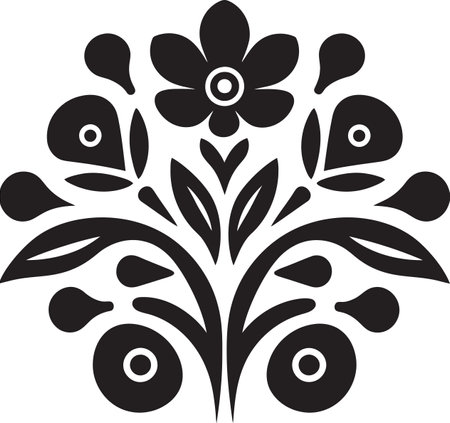 Inked Midnight Blooms V Dark Floral Vector BloomsNightfall Botanic Echoes VI Black Vector Botanic Echoesのイラスト素材