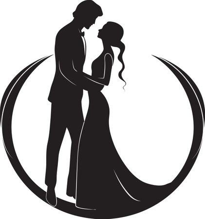 Ink and Unity Black Vectorized Matrimonial MomentsMatrimonial Strokes Black Vectorized Illustrationsのイラスト素材
