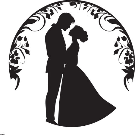 Inked Harmony Black and White Matrimonial ArtMatrimonial Strokes Vectorized Monochrome Sagaのイラスト素材
