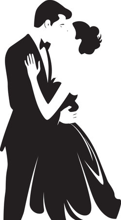Artistic Matrimony Inked Marriage PortrayalsVectorized Devotion Black and White Matrimonial Momentsのイラスト素材