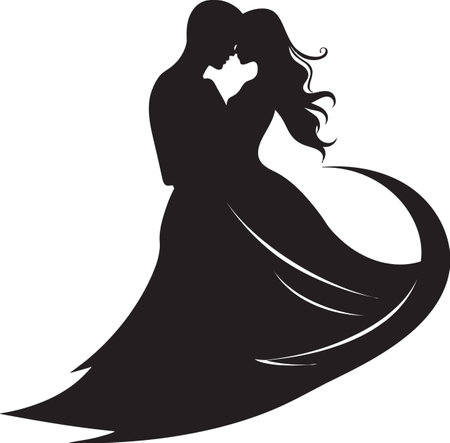 Graphic Love Story Black Vectorized Marriage ChroniclesVectorized Bliss Monochromatic Matrimonyのイラスト素材