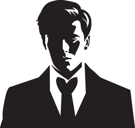 Contours of Man Man Vector Black Portrayals RevealedThe Art of Contrast Black Vector Masculine Depictionsのイラスト素材