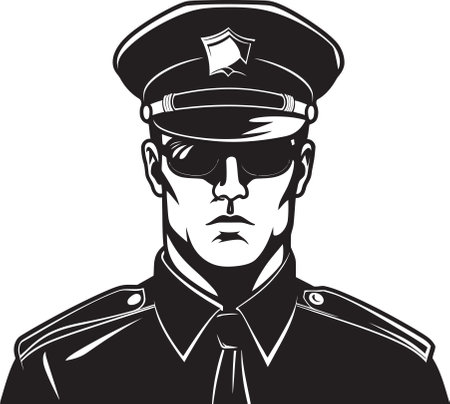 Undercover Vigilance Detailed Black Cop ArtworkShadows of the Badge Intricate Noir Police Officerのイラスト素材