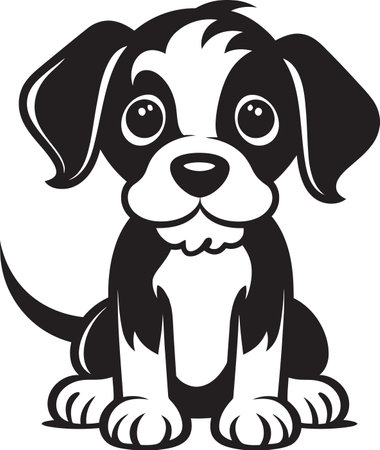 Vector Design Black Puppy SweetnessBlack Puppy in Vector Artのイラスト素材