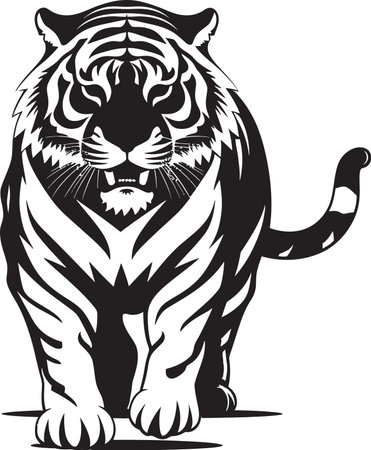 Whirling Tiger Sketch Spiraling Grace in MonochromeSurreal Tiger Design Dreamlike Essence in Black Vectorのイラスト素材